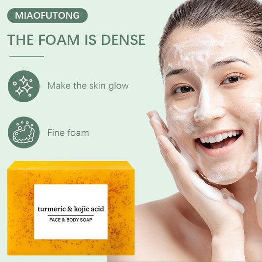 MIAOFUTONG Lemon Turmeric Kojic Acid SoapOrganic Smooth Body Care Cleanser for Radiant, Even-Toned Skin