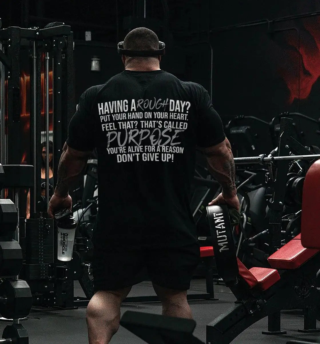 Having a rough day?Put your hand on your heart.Feel that ?That's called purpose.You're alive for a reason.Don't give up. Print Men's T-shirt