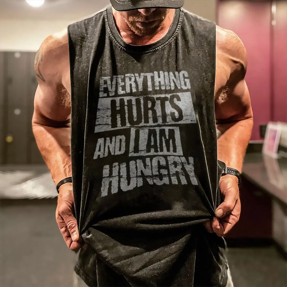 Everything hurts and I am hungry Printed Men's Vest