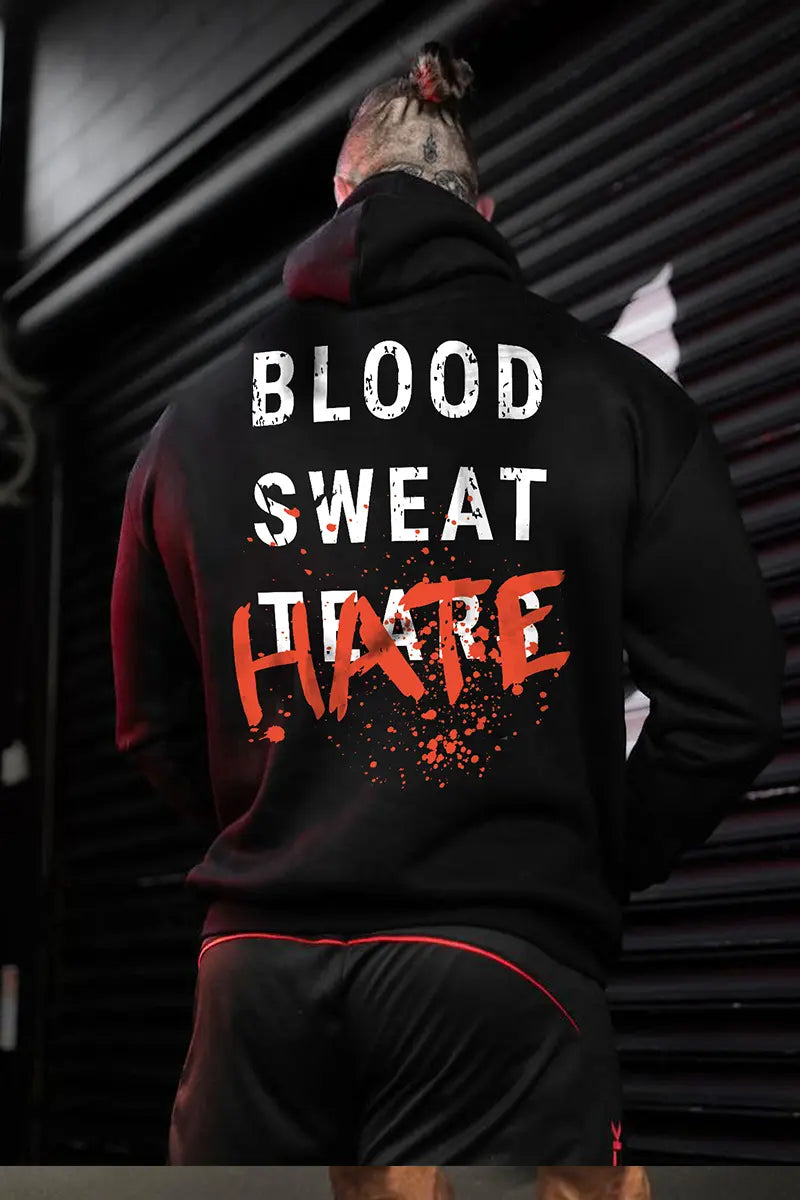 Blood sweat tears hate Printed Men's Hoodie
