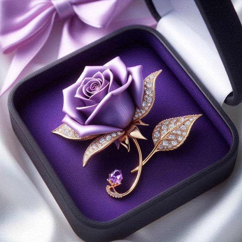 Purple Rose Brooch-Mother's Day Gift