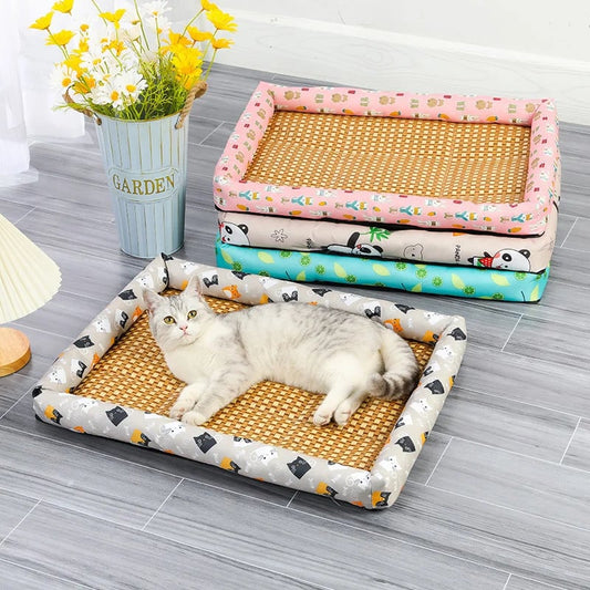 Pet cooling rattan mat