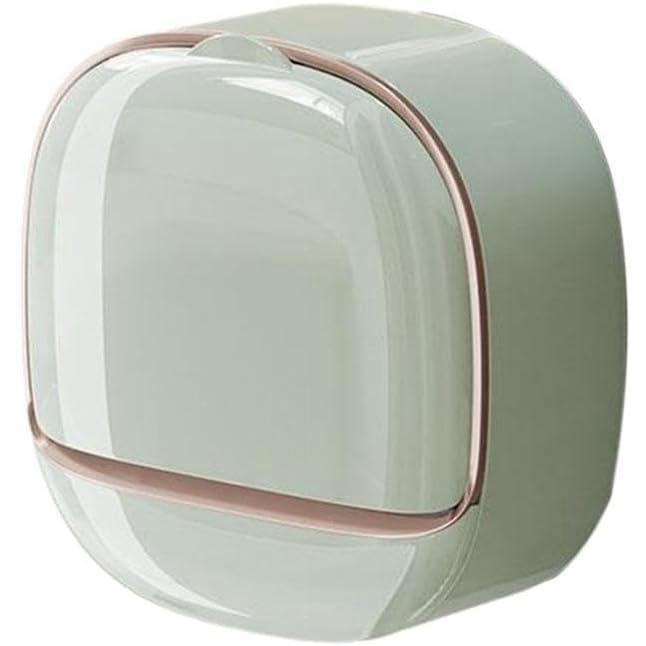 Luxury Soap Holder with Drain Tray, Waterproof Soap Dish Holder, Keep Soap Bars Dry, Adhesive Soap Case Box Wall Mounted for Shower, Bathroom, Bathtub, White