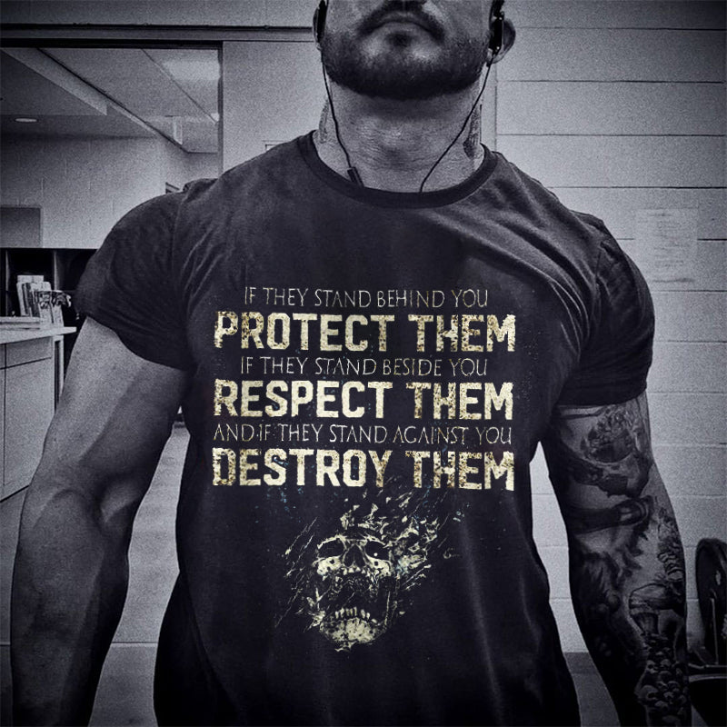 PROTECT THEM letter print men's casual tees designer