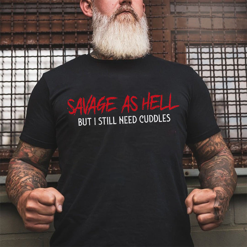 SAVAGE AS HELL letter print men's casual tees designer