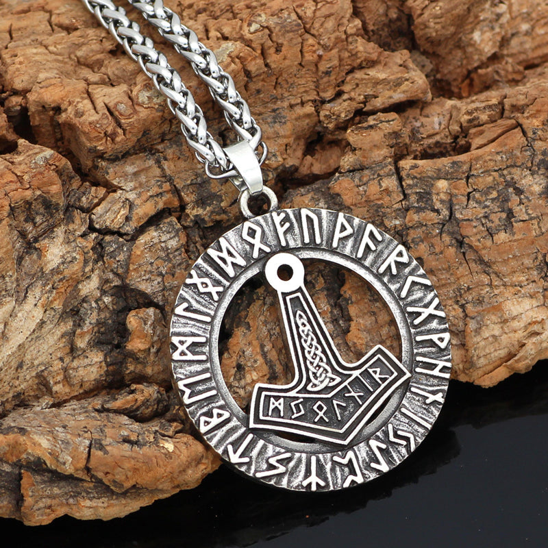 Viking Vintage Thor Hammer Rune Necklace