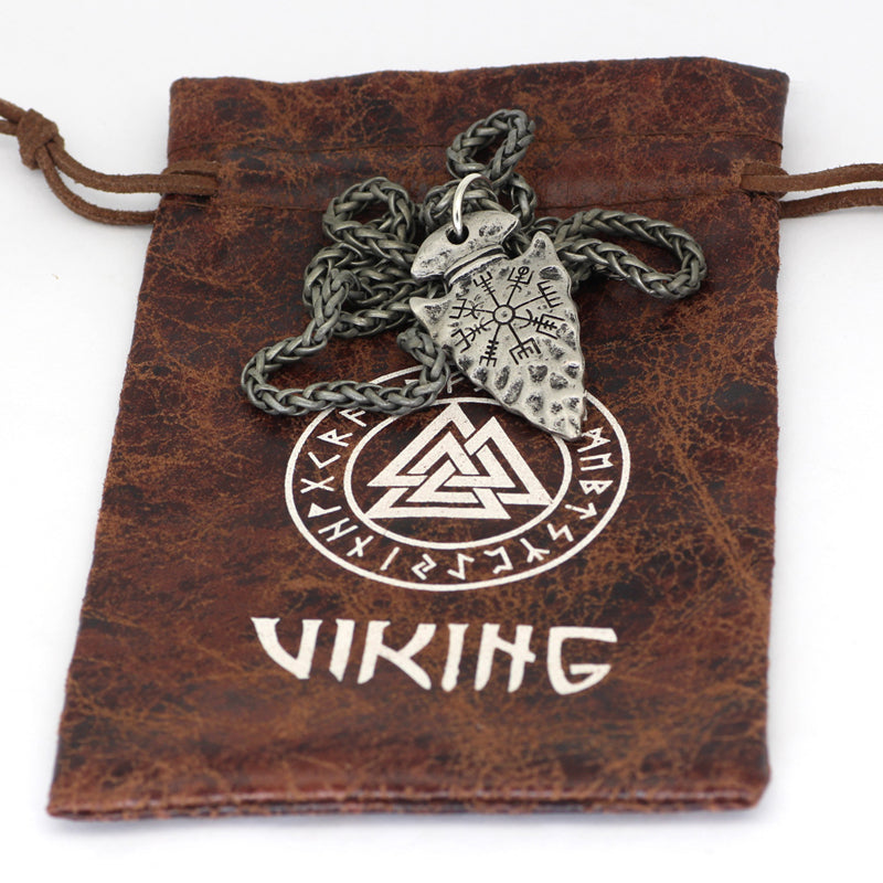 Viking Compass Pendant Vintage Rune Men's Necklace