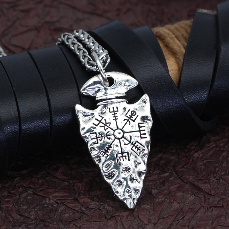 Viking Compass Pendant Vintage Rune Men's Necklace