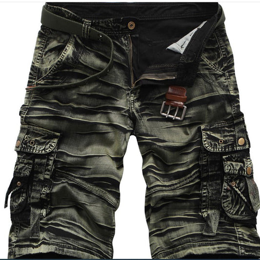 Summer Men's Midium Length Camouflage Shorts Without Belt