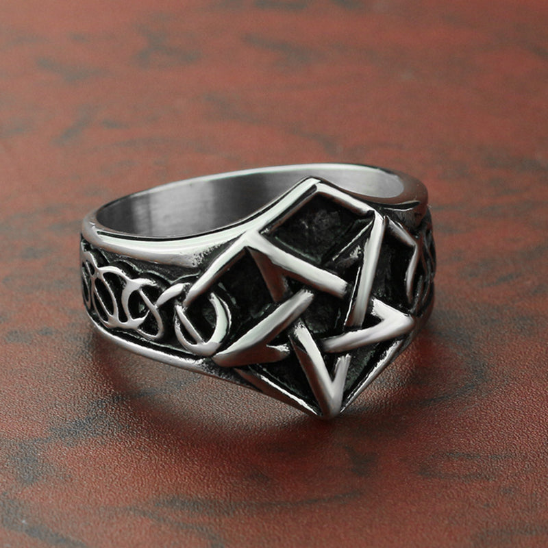 Titanium Steel Five-pointed Star Geometric Ring