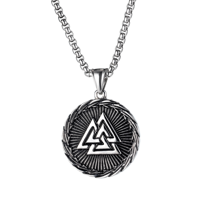 Retro Ding Triangle Rune Stainless Steel Necklace