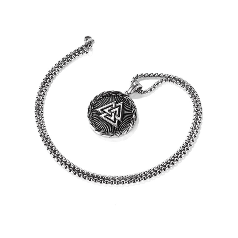 Retro Ding Triangle Rune Stainless Steel Necklace