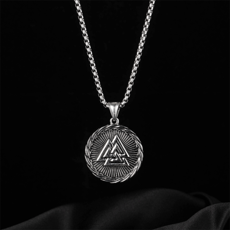 Retro Ding Triangle Rune Stainless Steel Necklace