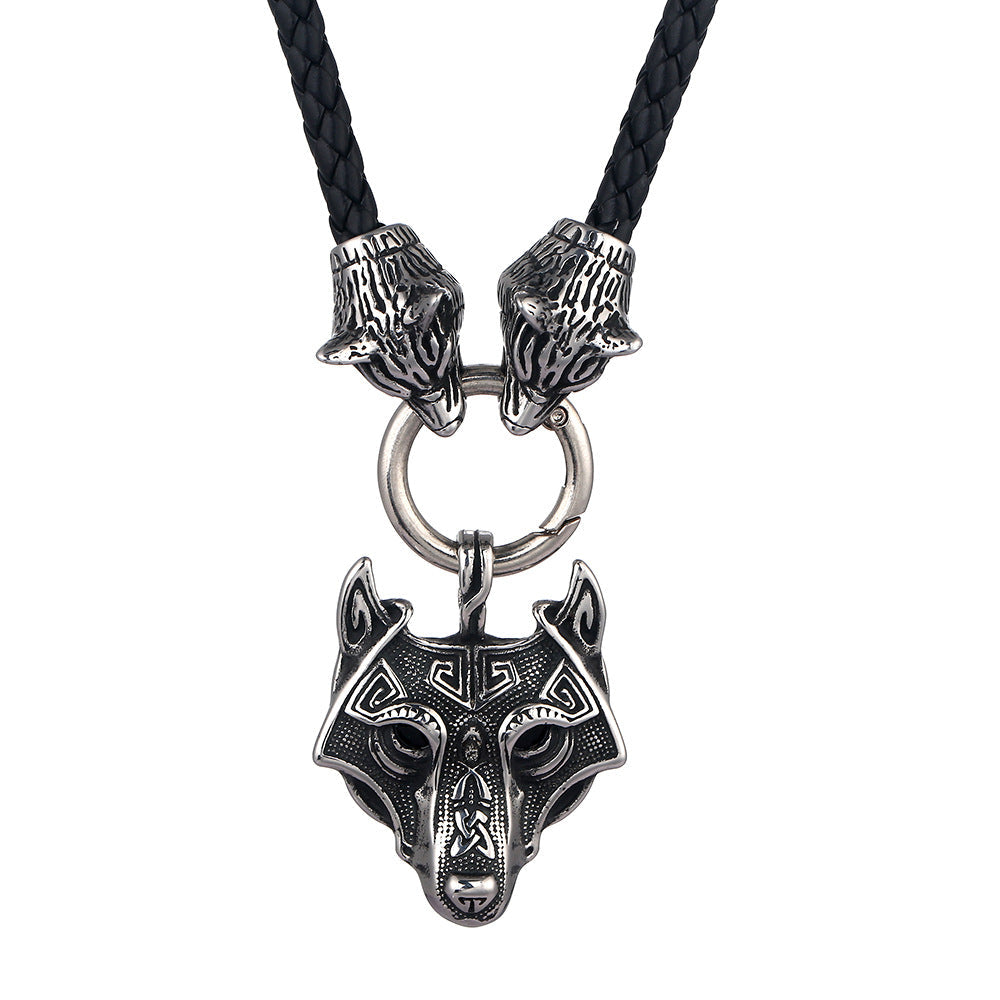 Viking Wolf Head Pendant Vintage Necklace