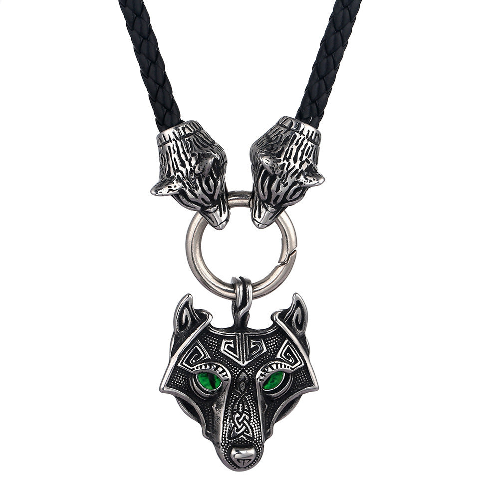 Viking Wolf Head Pendant Vintage Necklace