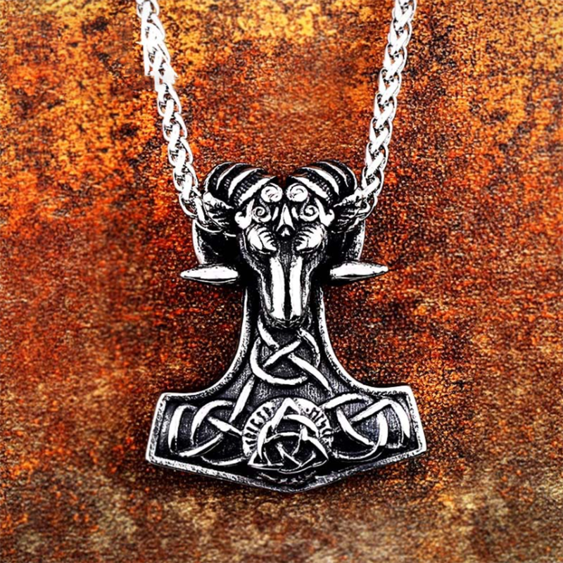 Vintage Viking Celtic Knot Sheep Head Pendant