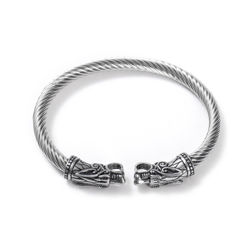 Opening Adjustable Viking Dragon Head Men's Bracelet