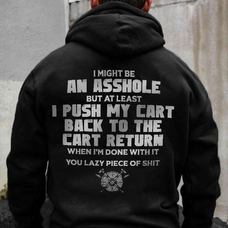 I Push My Cart Back To The Cart Return Print Black Hoodie