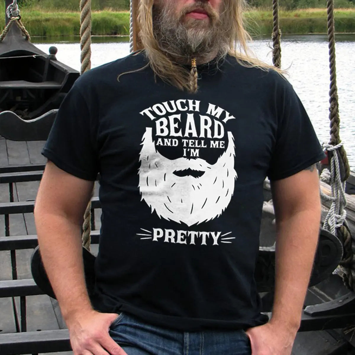 Touch My Beard And Tell Me I'm Pretty Printed Men's T-shirt