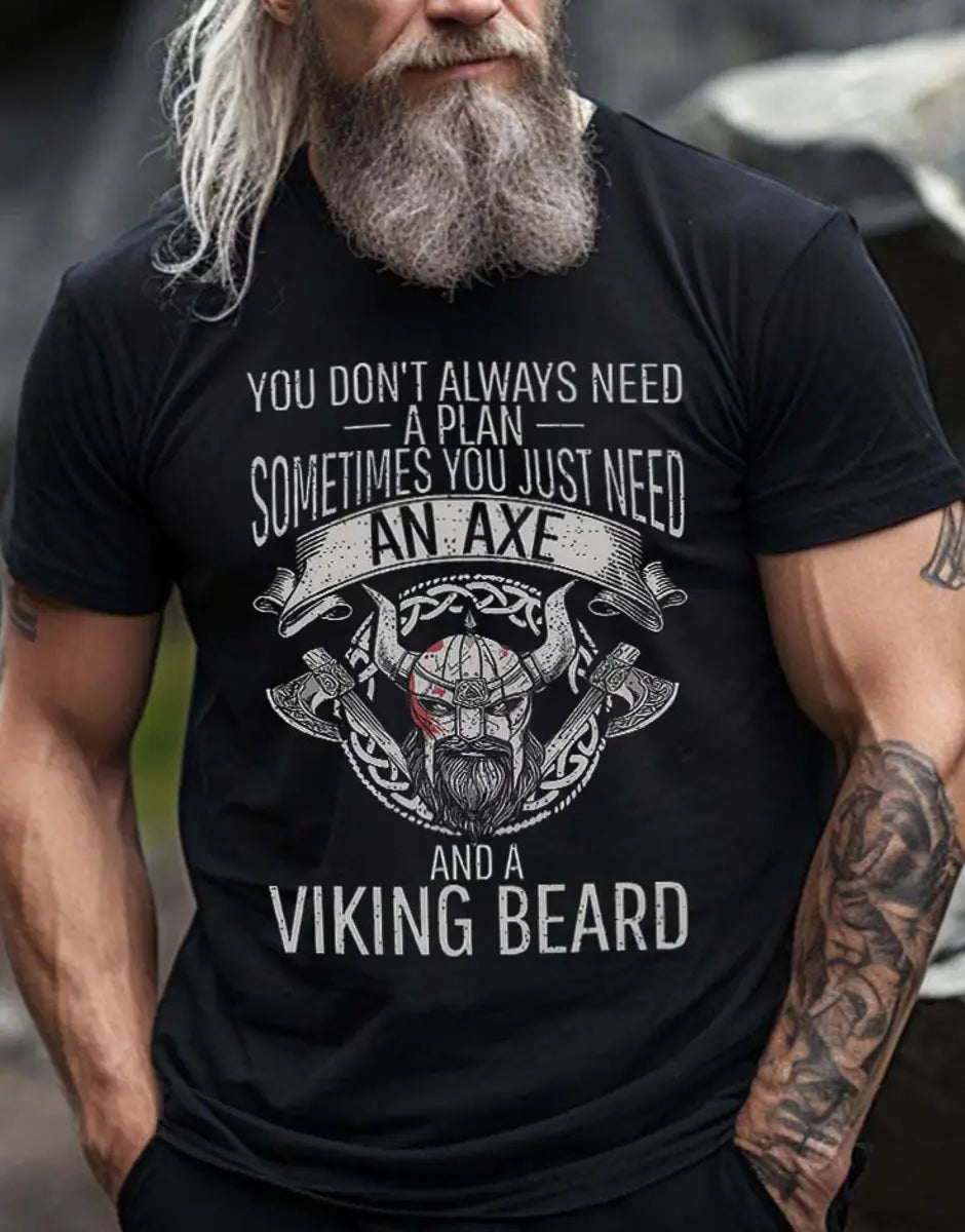 Viking You Don't Always Need A Plan Printed Men's T-shirt