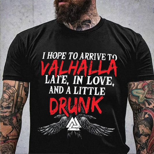 Viking I Hope To Arrive To Valhalla Printed Men's T-shirt