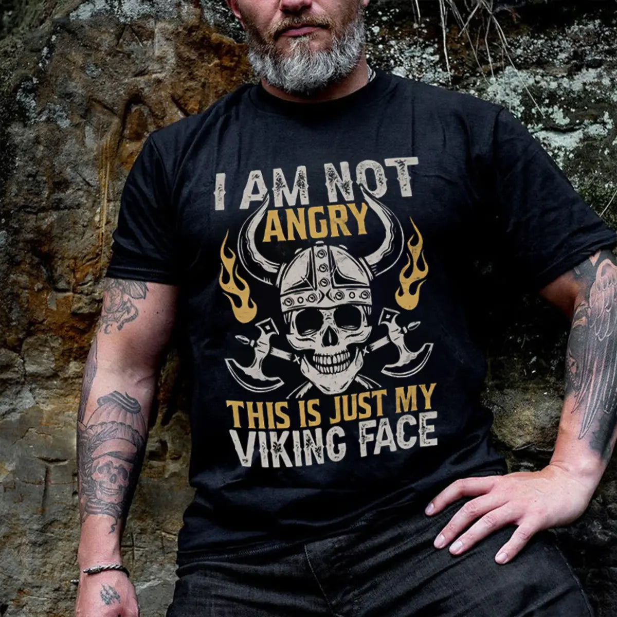 Viking I Am Not Angry Printed Men's T-shirt