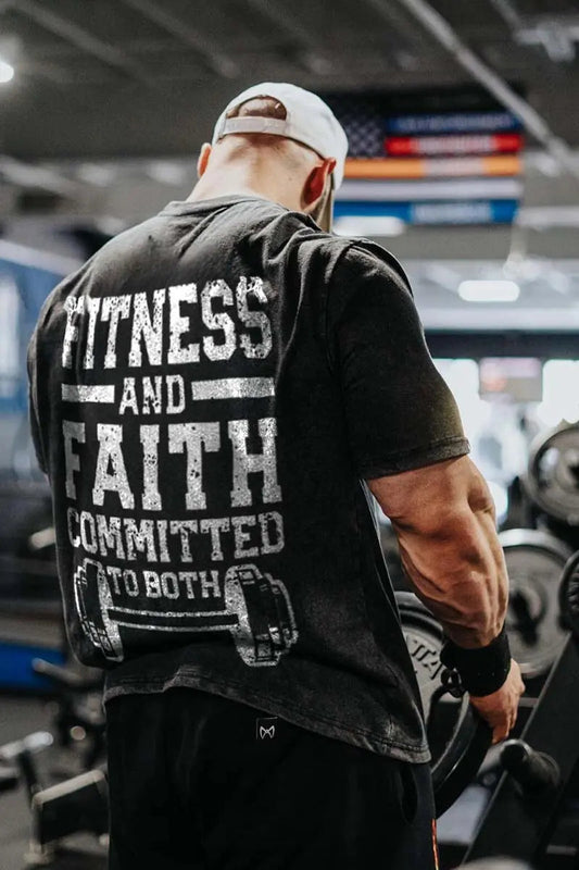 Fitness And Faith Committed To Both Printed Men's T-shirt