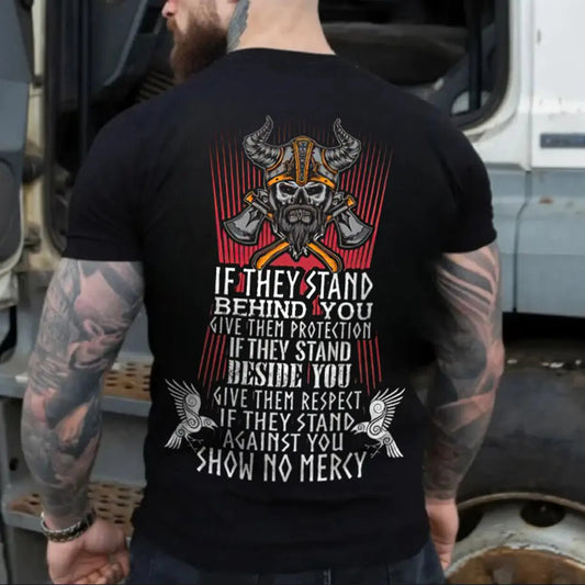 Viking If They Stand Behind You Printed Men's T-shirt