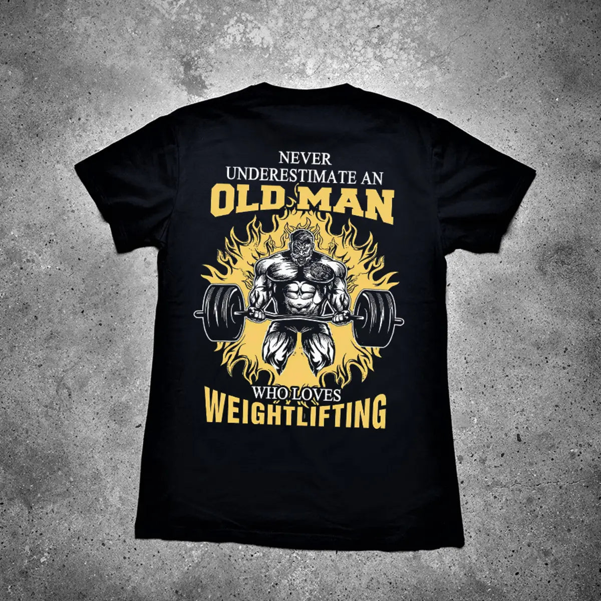 Never Underestimate An Old Man Who Loves Weightlifting Printed Men's T-shirt