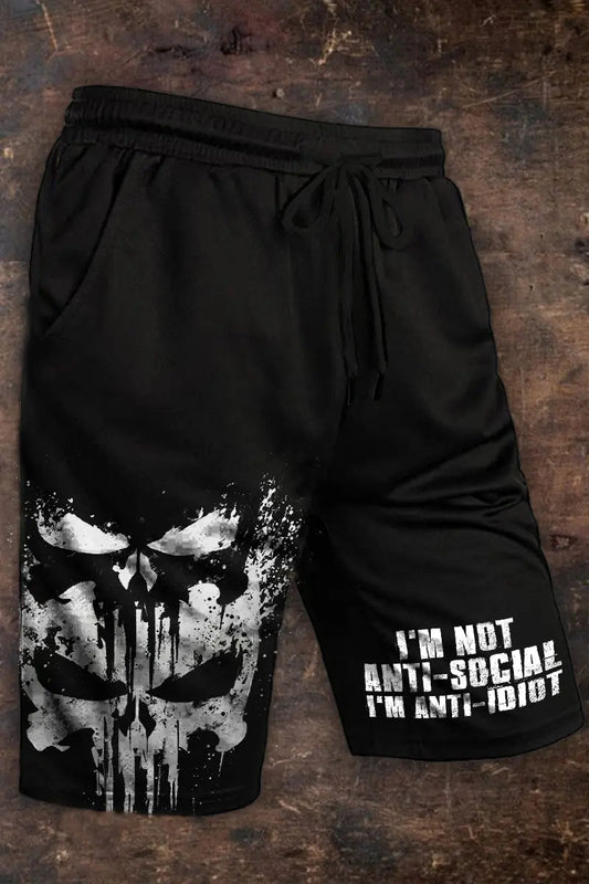 I Am Not Anti Social I Am Anti Idiot Printed Casual Men's Shorts