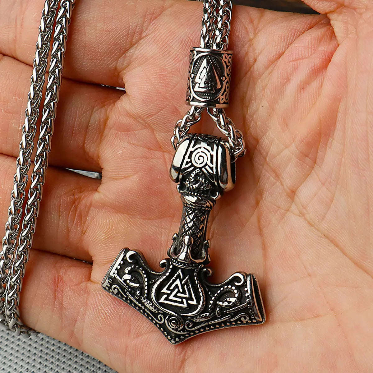 Viking Vintage Thor Hammer Pendant Necklace