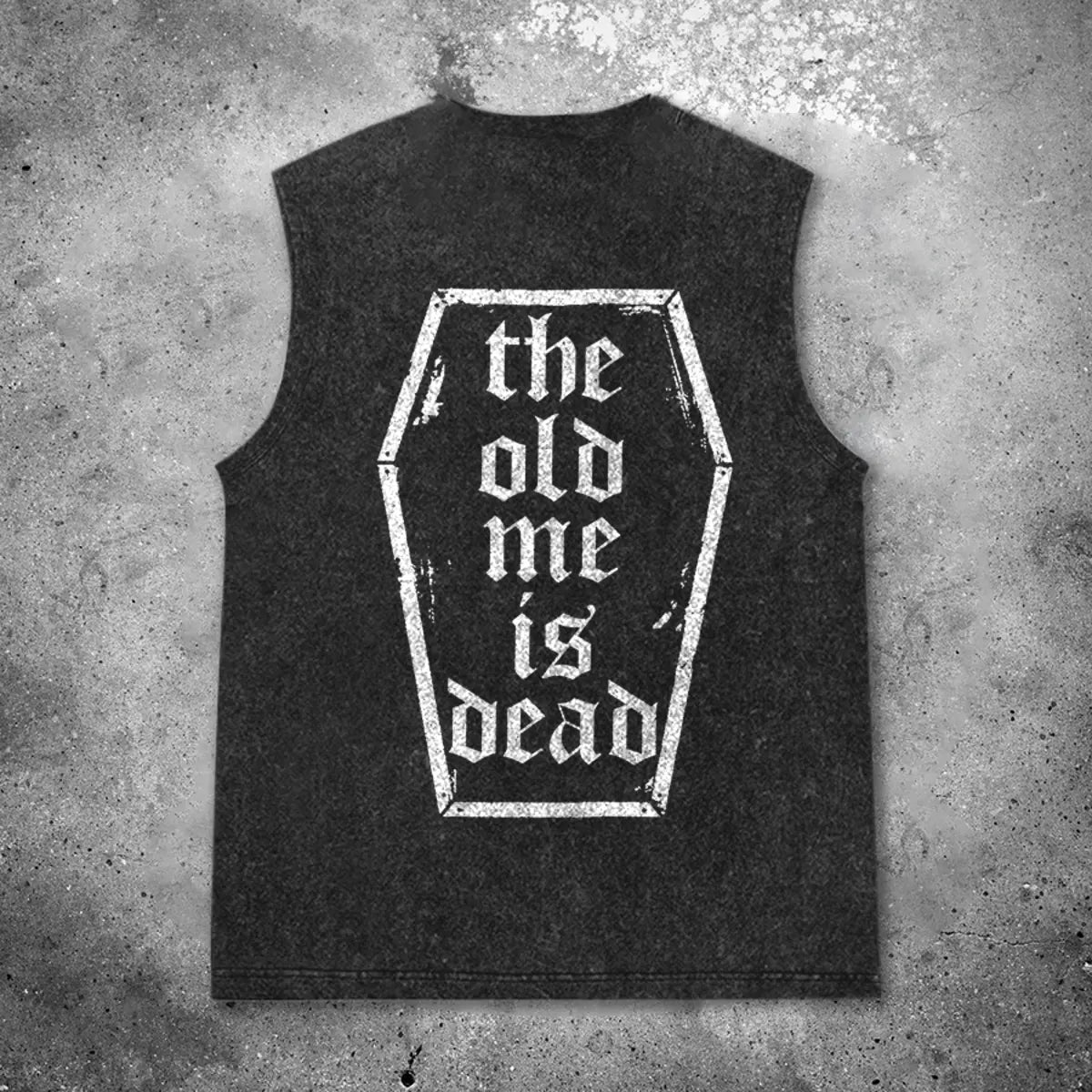 The Old Me Is Dead Printed Men's Washed Vest