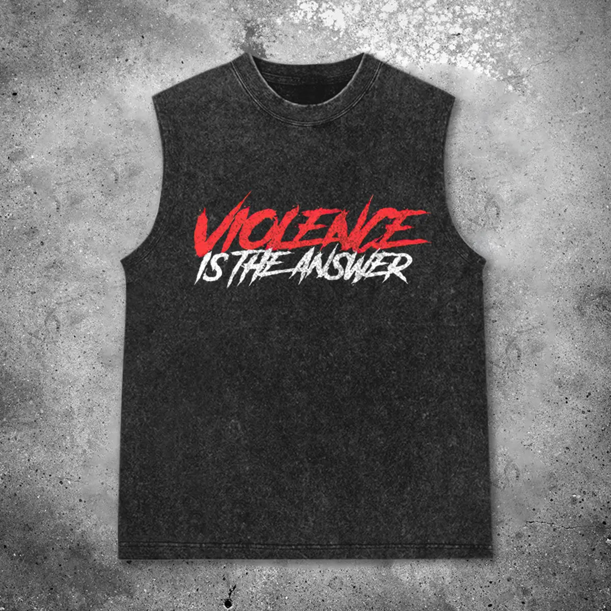 Violence Is The Answer Printed Men's Washed Vest