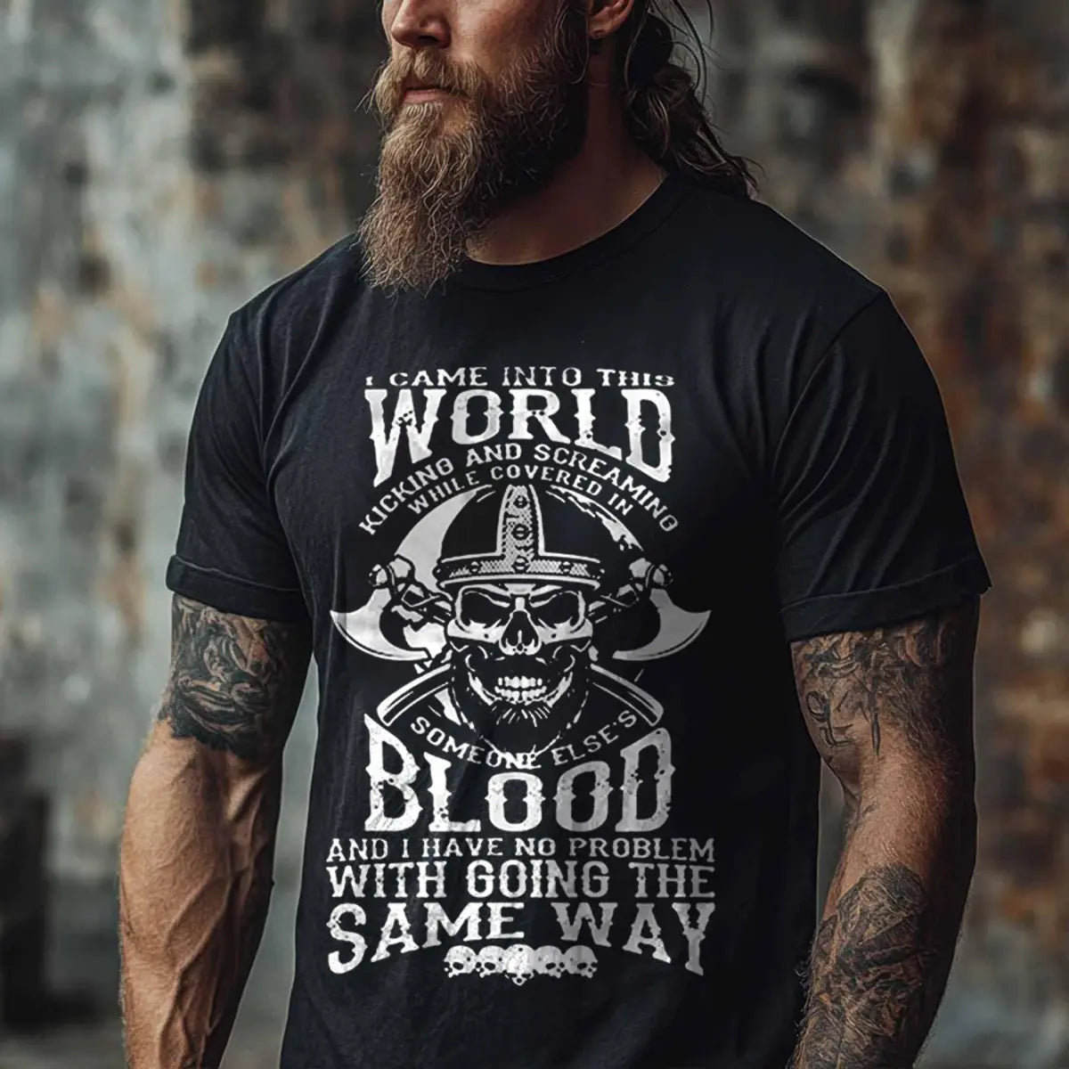 Viking I Came Into This World Kicking And Screaming Printed Men's T-shirt