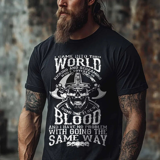 Viking I Came Into This World Kicking And Screaming Printed Men's T-shirt