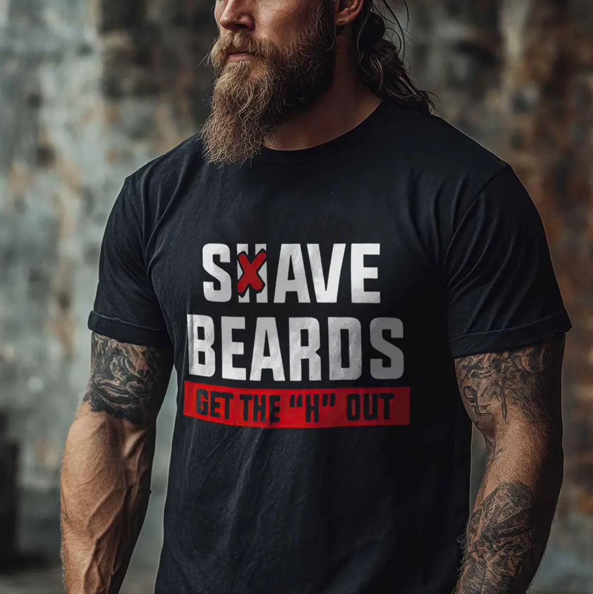 Viking Save Beards Get The "H" Out Printed Men's T-shirt