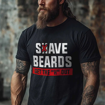 Viking Save Beards Get The "H" Out Printed Men's T-shirt