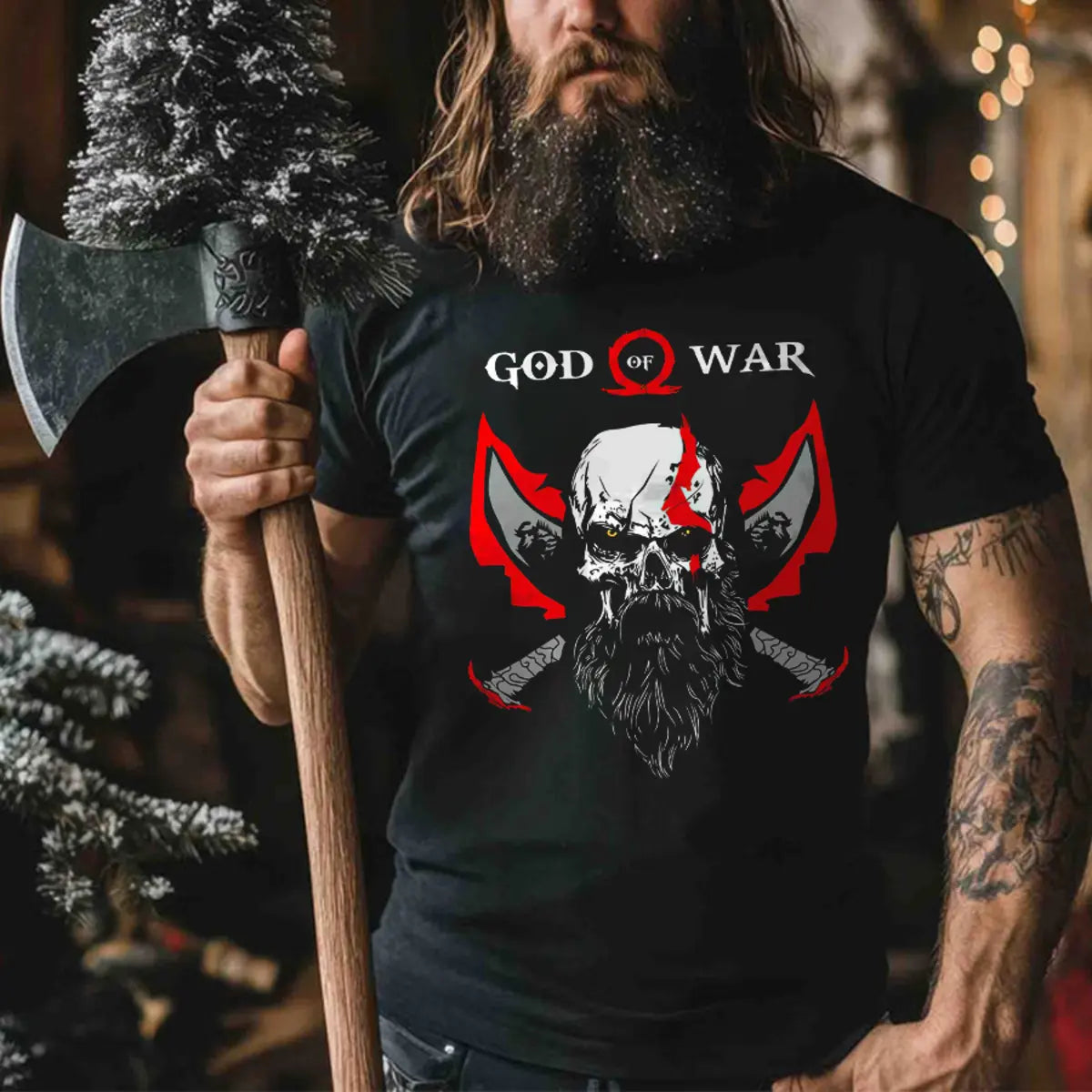 Viking God Of War Printed Men's T-shirt