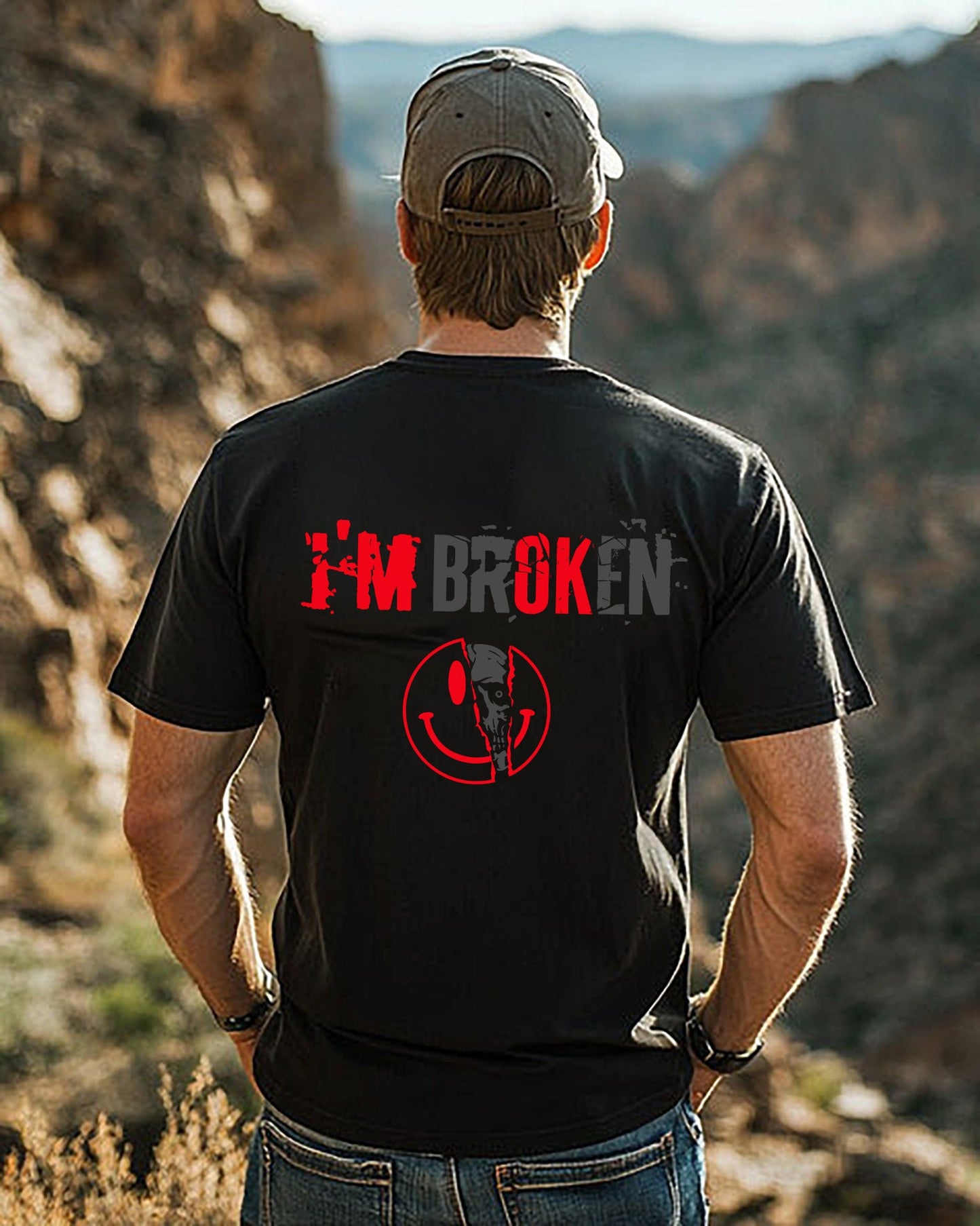 I'm Broken Letters Printed Men's T-shirt