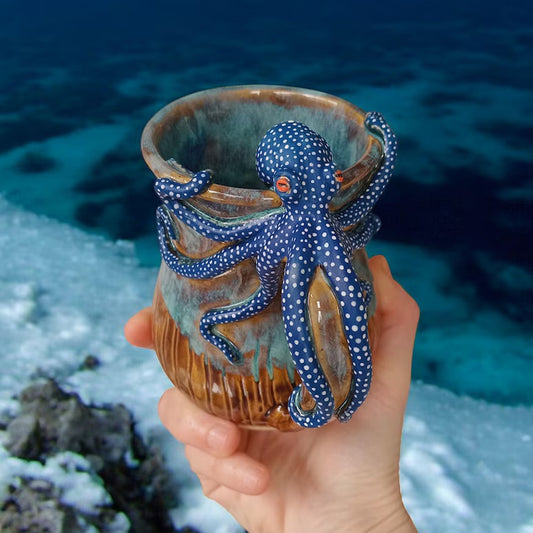 Dive into Every Sip – Handmade Octopus Mug