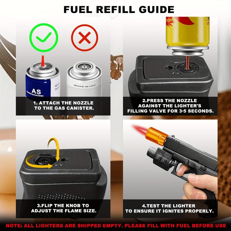 Windproof Butane LighterRefillable Torch Ligher For Cooking & Daily UseMetal