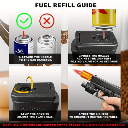 Windproof Butane LighterRefillable Torch Ligher For Cooking & Daily UseMetal