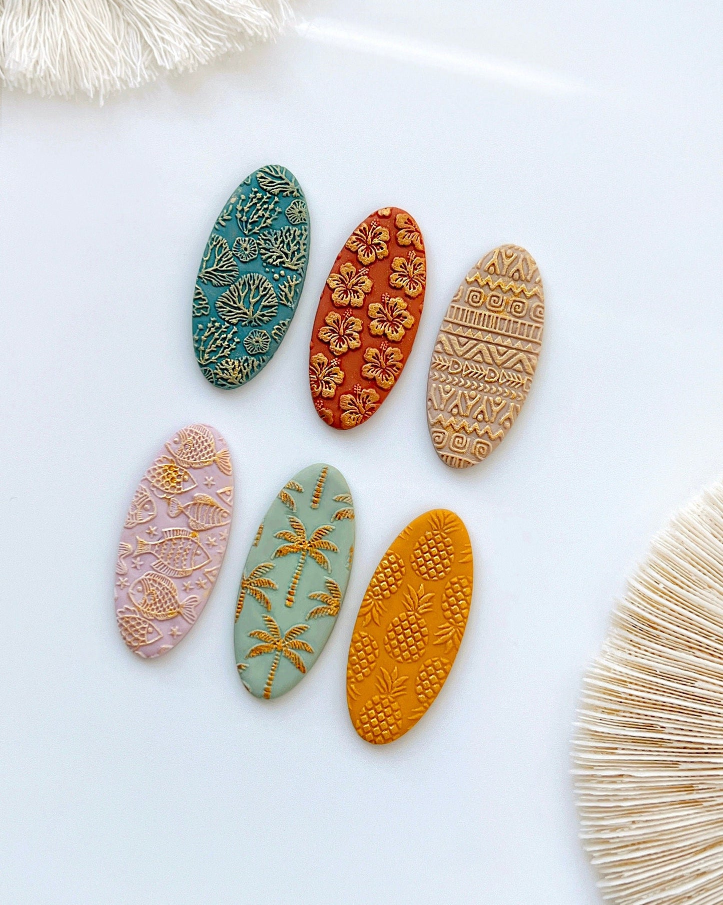 Summer Polymer Clay Earrings Texture Sheet | Polymer Clay Texture Mat for Jewelry Making