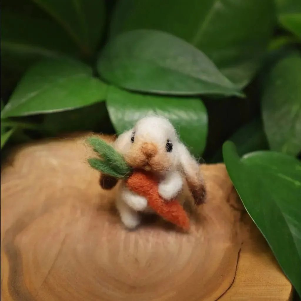 Felted Lop Eared Bunny With Carrot