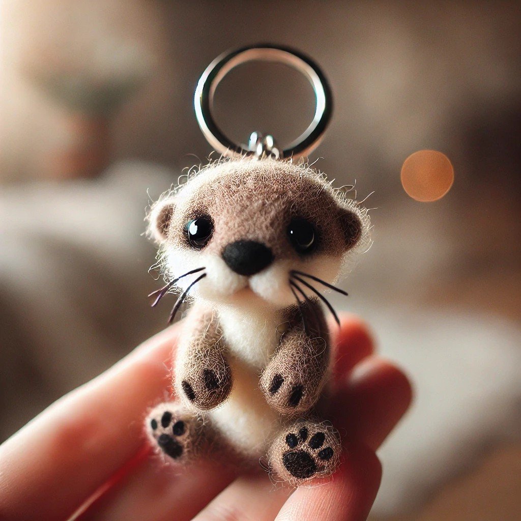 Cute Felt Otter Keyring