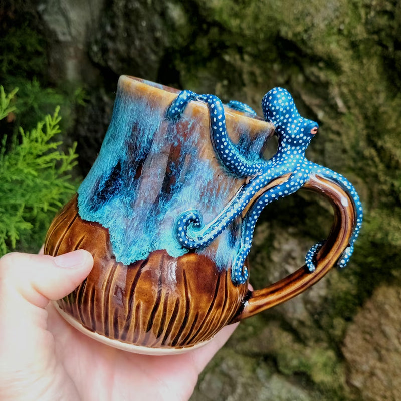 Dive into Every Sip – Handmade Octopus Mug