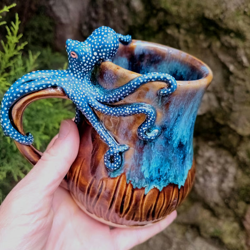 Dive into Every Sip – Handmade Octopus Mug