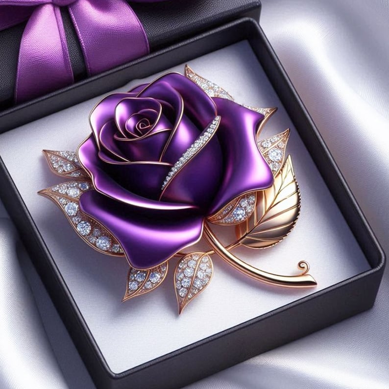 Purple Rose Brooch-Mother's Day Gift