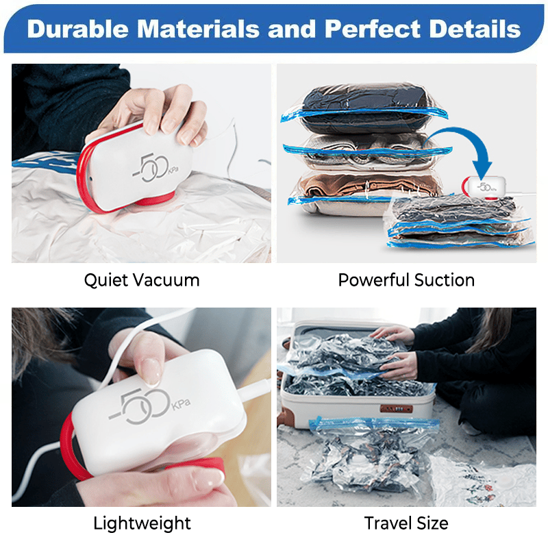 🔥Last Day Clearance🏆9 Pack Lightweight Travel Bags with USB Electric Pump