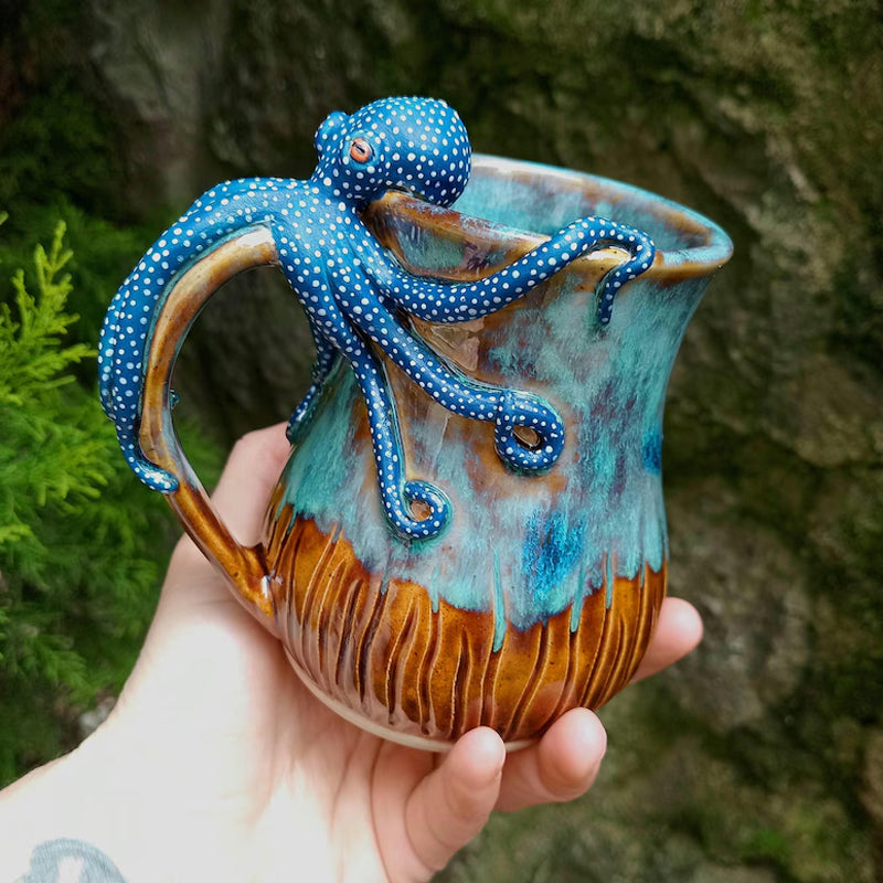 Dive into Every Sip – Handmade Octopus Mug